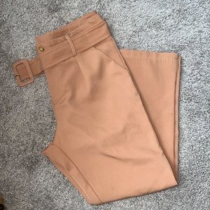 Tan trousers with belt